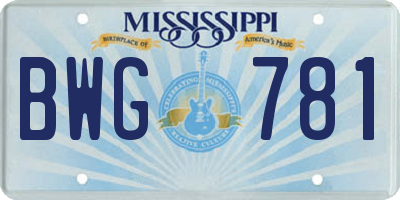 MS license plate BWG781