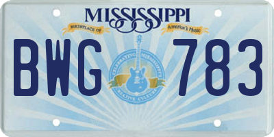 MS license plate BWG783