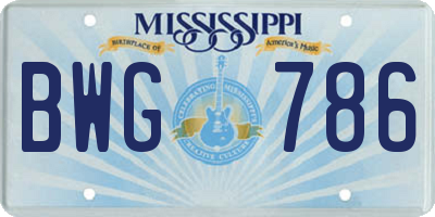 MS license plate BWG786