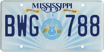 MS license plate BWG788