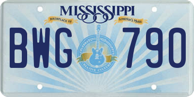 MS license plate BWG790