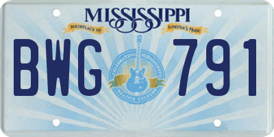 MS license plate BWG791