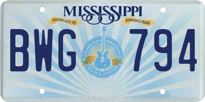 MS license plate BWG794