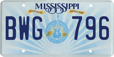 MS license plate BWG796