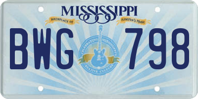 MS license plate BWG798