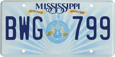 MS license plate BWG799