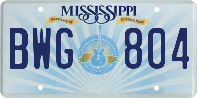 MS license plate BWG804