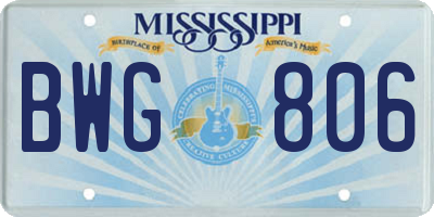 MS license plate BWG806