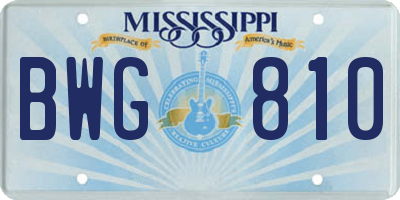 MS license plate BWG810