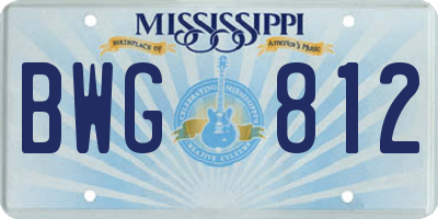MS license plate BWG812