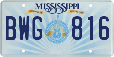 MS license plate BWG816