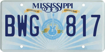 MS license plate BWG817