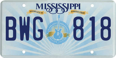 MS license plate BWG818