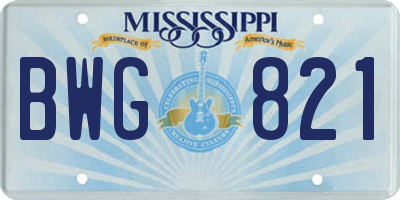 MS license plate BWG821