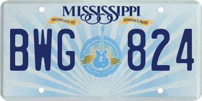 MS license plate BWG824