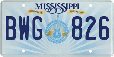 MS license plate BWG826