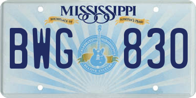 MS license plate BWG830