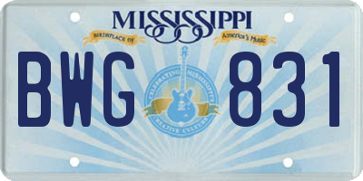 MS license plate BWG831