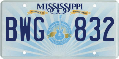 MS license plate BWG832