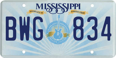 MS license plate BWG834