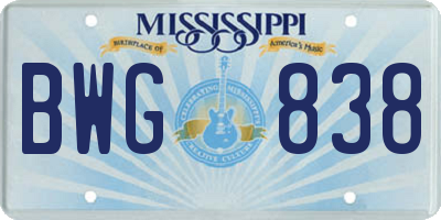 MS license plate BWG838
