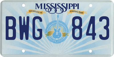 MS license plate BWG843