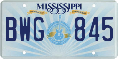 MS license plate BWG845