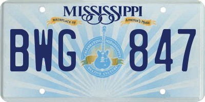 MS license plate BWG847