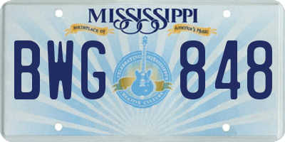 MS license plate BWG848