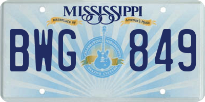 MS license plate BWG849