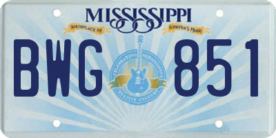 MS license plate BWG851