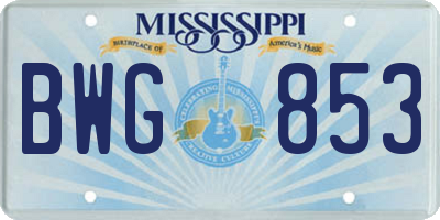 MS license plate BWG853