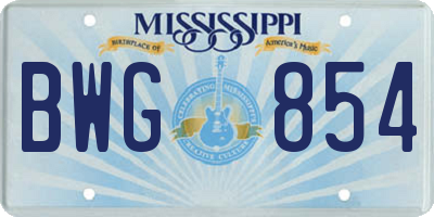 MS license plate BWG854