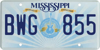 MS license plate BWG855
