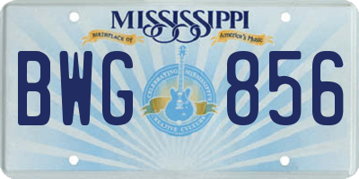 MS license plate BWG856