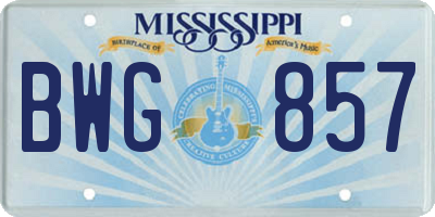 MS license plate BWG857