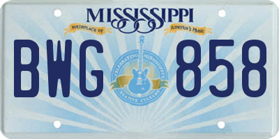 MS license plate BWG858