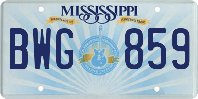 MS license plate BWG859