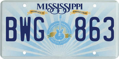 MS license plate BWG863