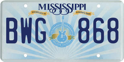 MS license plate BWG868