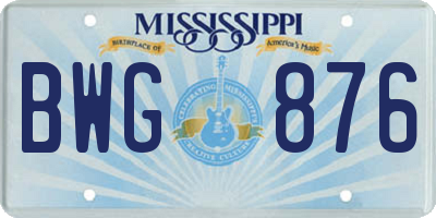 MS license plate BWG876
