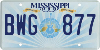 MS license plate BWG877