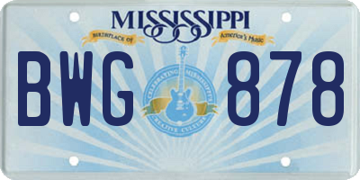 MS license plate BWG878