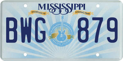 MS license plate BWG879
