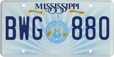MS license plate BWG880
