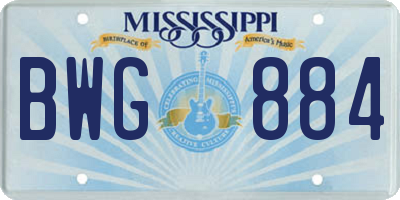 MS license plate BWG884