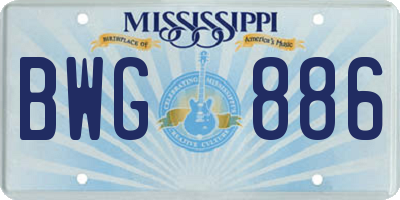 MS license plate BWG886