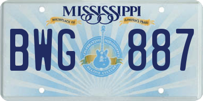 MS license plate BWG887