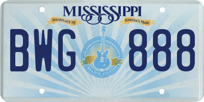 MS license plate BWG888