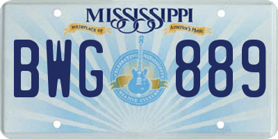 MS license plate BWG889